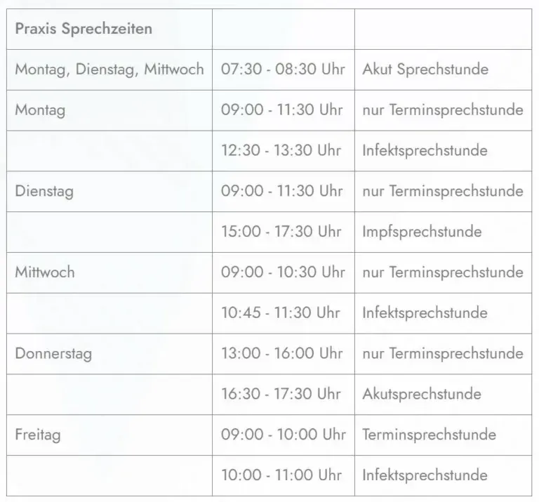 Achtung!!! Aus geundheitlichen Gründen findet am 06.03.2025 und 07.03.2025 eine eingeschränkte Arztsprechstunde statt.