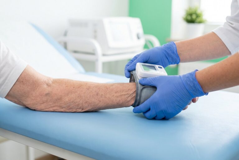 Blutdruckmessung beim Check-up in der Hausarztpraxis