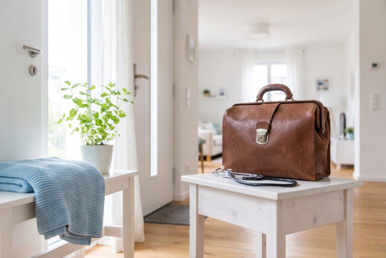Arzttasche und Stethoskop – Hausbesuch und Heimversorgung